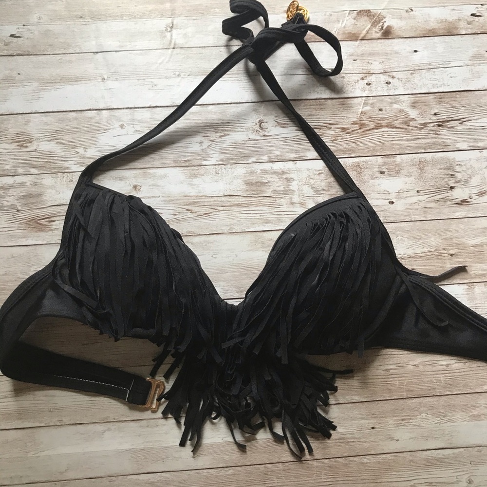Luli fama black fringe top